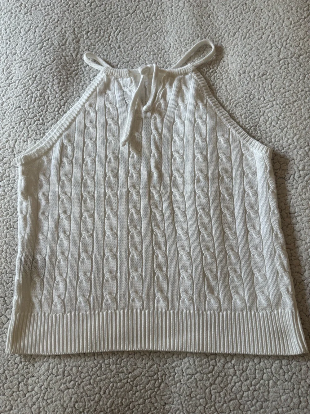 Ralph Lauren Blue Label White Cable-Knit Sleeveless Halter-Neck Tie Top Size L - Picture 4 of 8